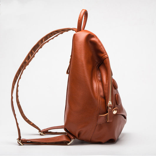 Mochila de Cuero Genuino Textura Litchi Estilo Preppy para Adolescentes - Image 16