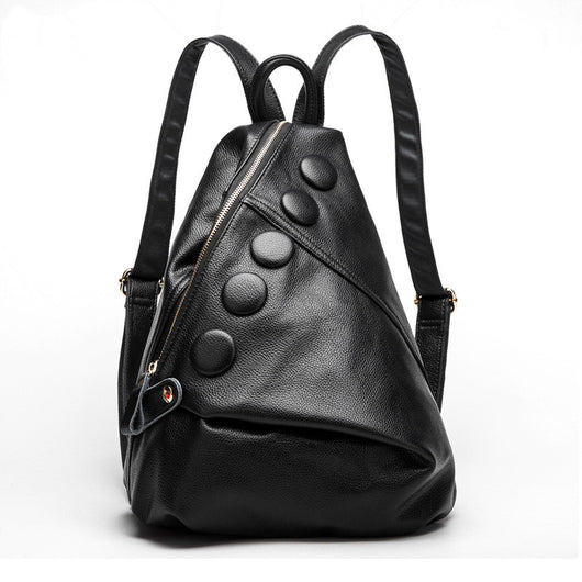 Mochila de Cuero Genuino Textura Litchi Estilo Preppy para Adolescentes - Image 19