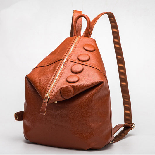 Mochila de Cuero Genuino Textura Litchi Estilo Preppy para Adolescentes - Image 25