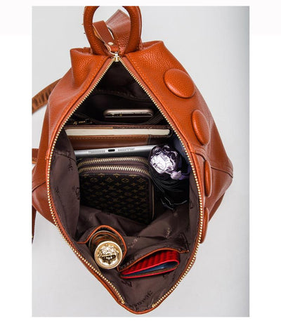 Mochila de Cuero Genuino Textura Litchi Estilo Preppy para Adolescentes - Image 24