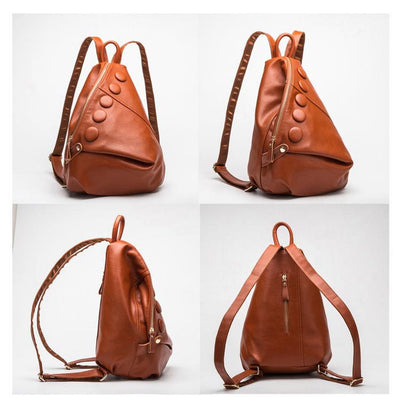 Mochila de Cuero Genuino Textura Litchi Estilo Preppy para Adolescentes - Image 30