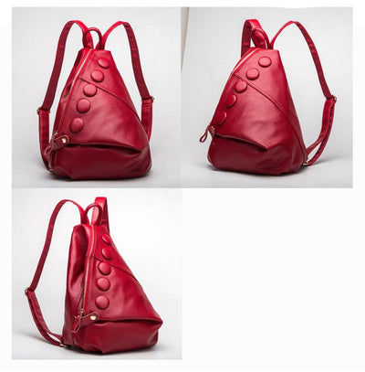 Mochila de Cuero Genuino Textura Litchi Estilo Preppy para Adolescentes - Image 26