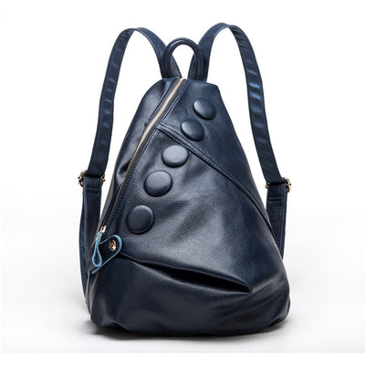 Mochila de Cuero Genuino Textura Litchi Estilo Preppy para Adolescentes - Image 3