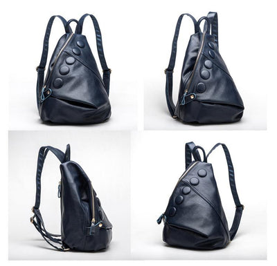 Mochila de Cuero Genuino Textura Litchi Estilo Preppy para Adolescentes - Image 6