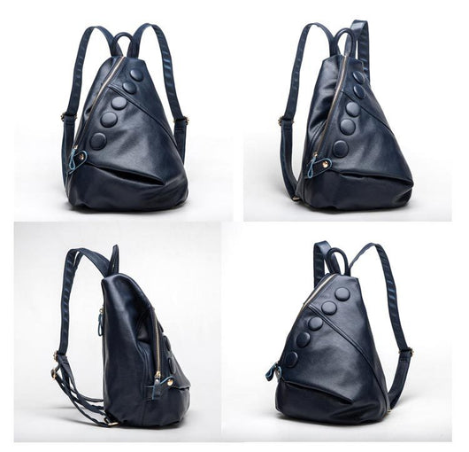 Mochila de Cuero Genuino Textura Litchi Estilo Preppy para Adolescentes - Image 6