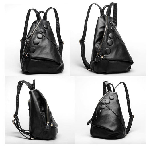 Mochila de Cuero Genuino Textura Litchi Estilo Preppy para Adolescentes - Image 5