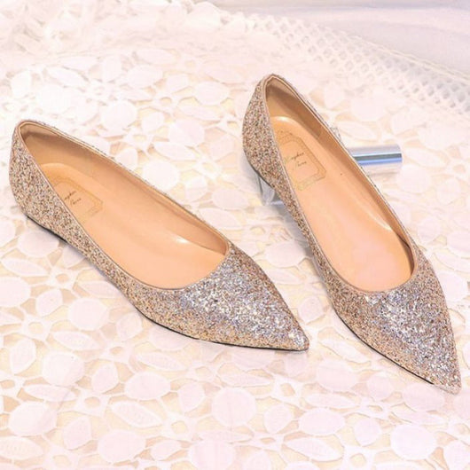Zapatos de Novia Planos con Lentejuelas - Dorados Brillantes para Novia y Damas de Honor - Image 2