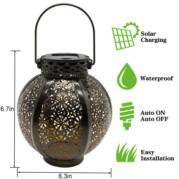 Lámpara Solar Colgante de Hierro Forjado para Jardín - Decoración Exterior Impermeable - Image 5