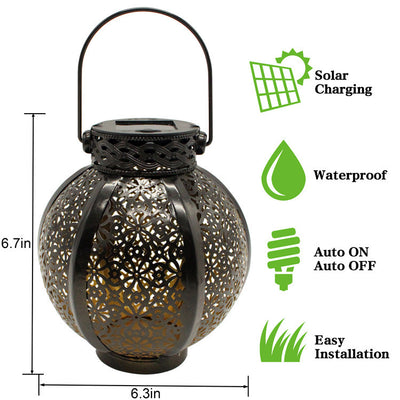 Lámpara Solar Colgante de Hierro Forjado para Jardín - Decoración Exterior Impermeable - Image 5
