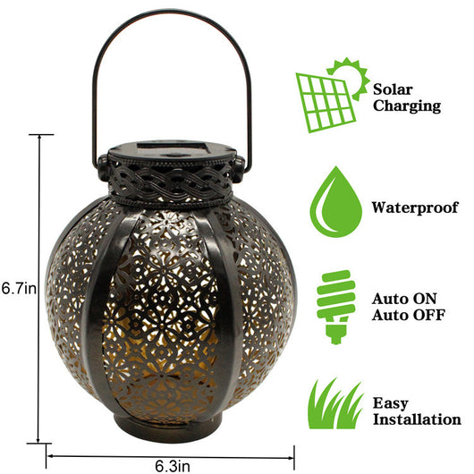 Lámpara Solar Colgante de Hierro Forjado para Jardín - Decoración Exterior Impermeable - Image 5