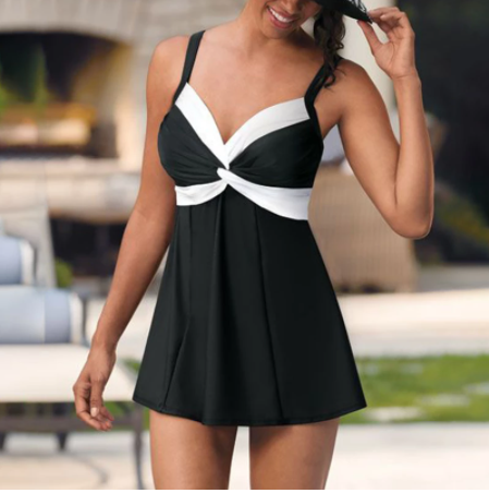 Traje de Baño Talla Grande Estilo Falda con Control Abdominal