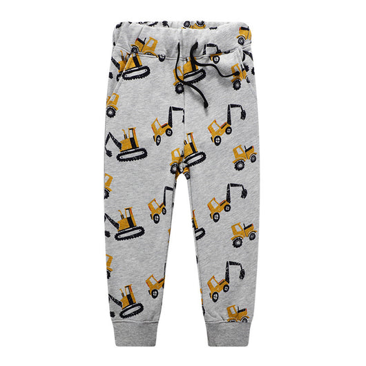 Pantalones Infantiles Estilo Occidental con Estampado de Excavadora - Algodón Primavera Otoño - Image 12