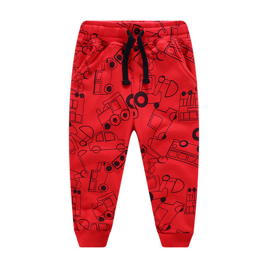 Pantalones Infantiles Estilo Occidental con Estampado de Excavadora - Algodón Primavera Otoño - Image 2