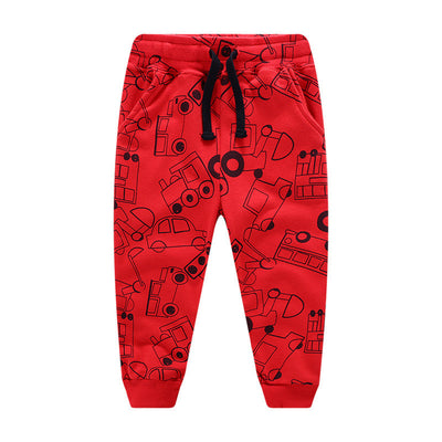 Pantalones Infantiles Estilo Occidental con Estampado de Excavadora - Algodón Primavera Otoño - Image 2