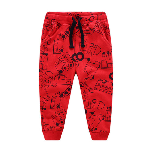 Pantalones Infantiles Estilo Occidental con Estampado de Excavadora - Algodón Primavera Otoño - Image 2