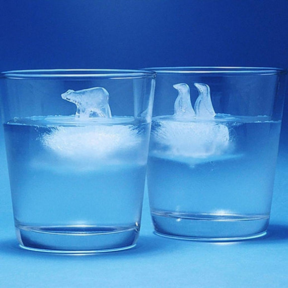 Molde de Silicona para Cubos de Hielo Temáticos - Oso Polar y Pingüino