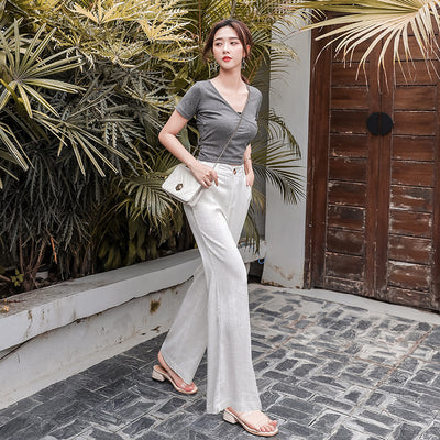 Pantalones Anchos de Lino y Algodón con Caída Elegante - Image 8
