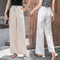 Pantalones Anchos de Lino y Algodón con Caída Elegante
