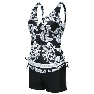 Bikini Flores Blancas Fondo Negro - Traje de Baño Conservador con Estampado Digital - Image 7