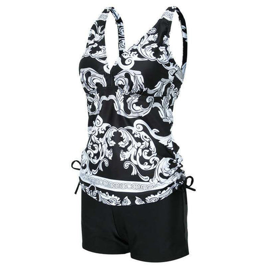 Bikini Flores Blancas Fondo Negro - Traje de Baño Conservador con Estampado Digital - Image 7