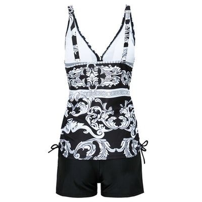 Bikini Flores Blancas Fondo Negro - Traje de Baño Conservador con Estampado Digital - Image 10