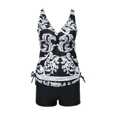 Bikini Flores Blancas Fondo Negro - Traje de Baño Conservador con Estampado Digital - Image 8