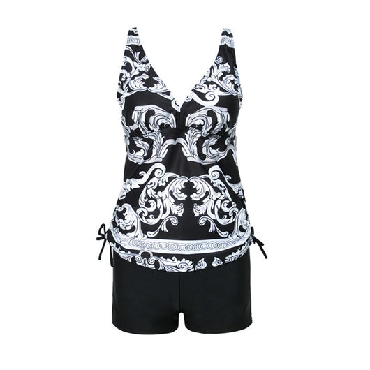 Bikini Flores Blancas Fondo Negro - Traje de Baño Conservador con Estampado Digital - Image 4
