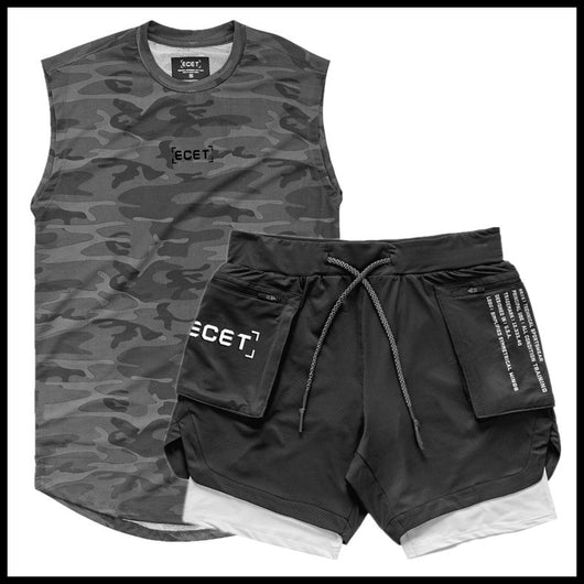 Conjunto Deportivo Muscular: Shorts y Chaleco Mesh Transpirable Doble Capa - Image 4