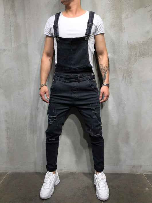 Pantalones Vaqueros para Hombre con Tirantes Desgarrados - Talla Grande Estilo Moderno - Image 12