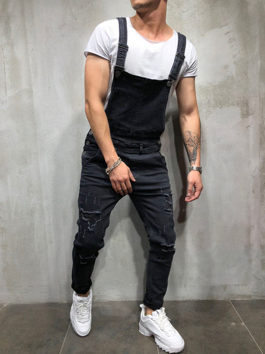 Pantalones Vaqueros para Hombre con Tirantes Desgarrados - Talla Grande Estilo Moderno - Image 13