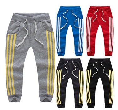 Pantalones Deportivos Casuales para Niños con Tres Franjas - Algodón Stretch Primavera Otoño