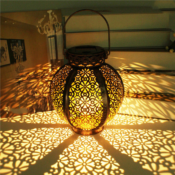 Lámpara Solar Colgante de Hierro Forjado para Jardín - Decoración Exterior Impermeable