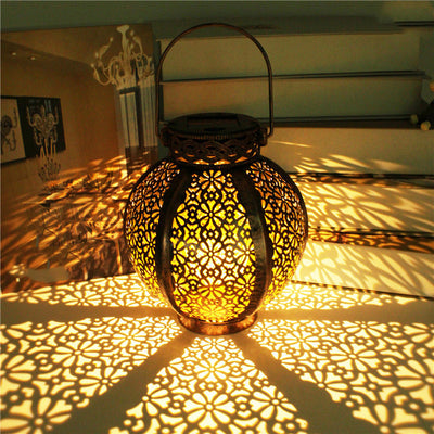Lámpara Solar Colgante de Hierro Forjado para Jardín - Decoración Exterior Impermeable