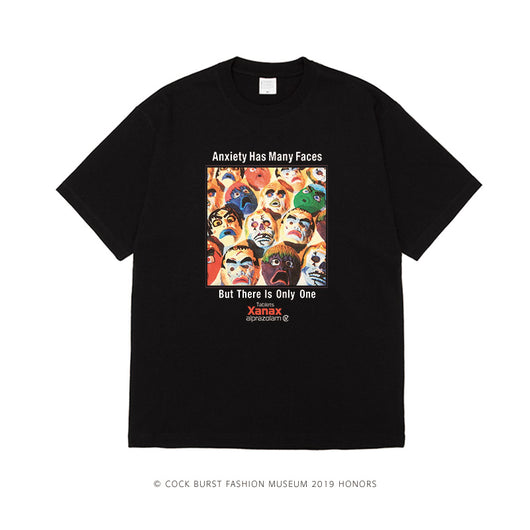 Playera Suelta Estampada - Ansiedad Tiene Muchos Rostros