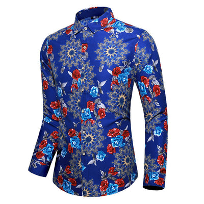 Camisa Hawaiana Estampada de Manga Larga para Hombre - Image 11