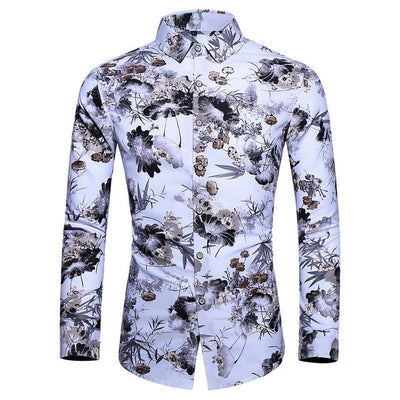 Camisa Hawaiana Estampada de Manga Larga para Hombre - Image 2