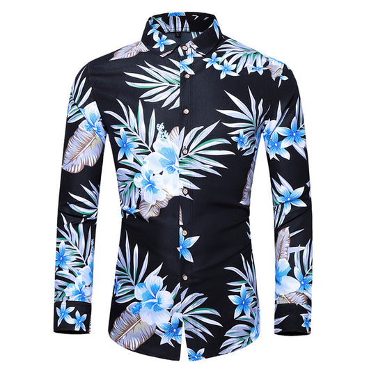 Camisa Hawaiana Estampada de Manga Larga para Hombre - Image 5