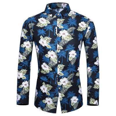 Camisa Hawaiana Estampada de Manga Larga para Hombre - Image 9