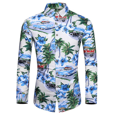 Camisa Hawaiana Estampada de Manga Larga para Hombre - Image 10