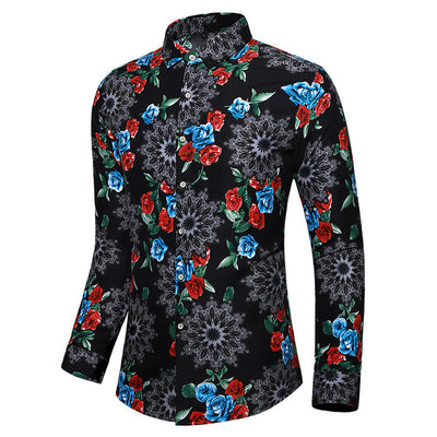 Camisa Hawaiana Estampada de Manga Larga para Hombre - Image 12