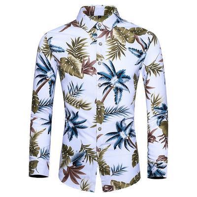 Camisa Hawaiana Estampada de Manga Larga para Hombre - Image 7