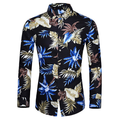 Camisa Hawaiana Estampada de Manga Larga para Hombre - Image 8