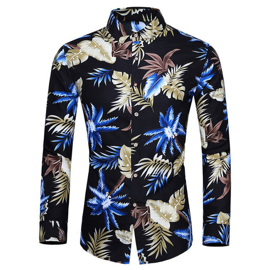Camisa Hawaiana Estampada de Manga Larga para Hombre - Image 8