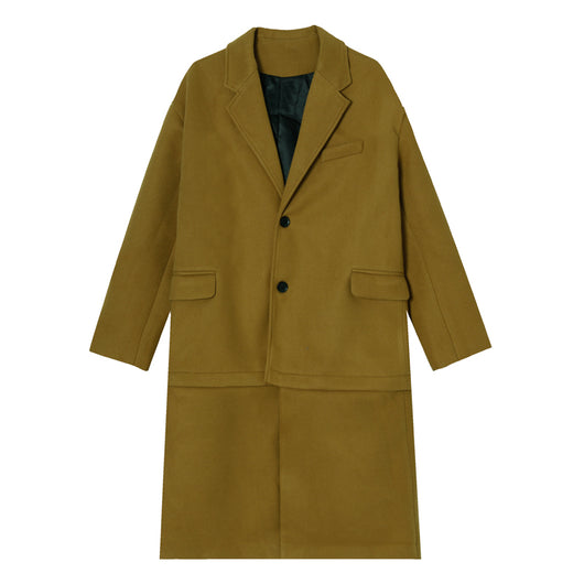 Abrigo de Lana Coreano Grueso Estilo Traje con Cortavientos Desmontable para Hombre - Image 13