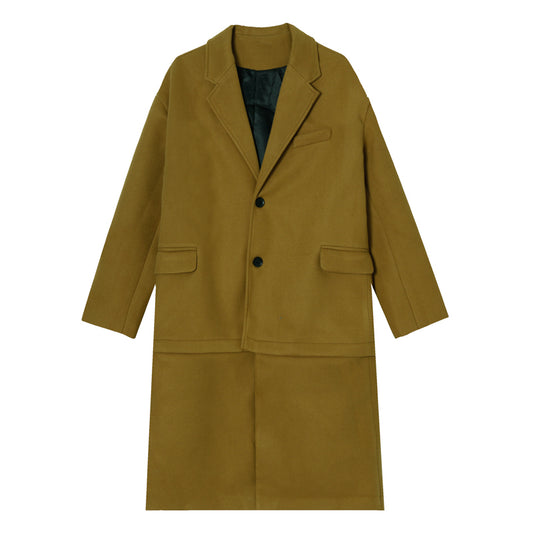 Abrigo de Lana Coreano Grueso Estilo Traje con Cortavientos Desmontable para Hombre - Image 2