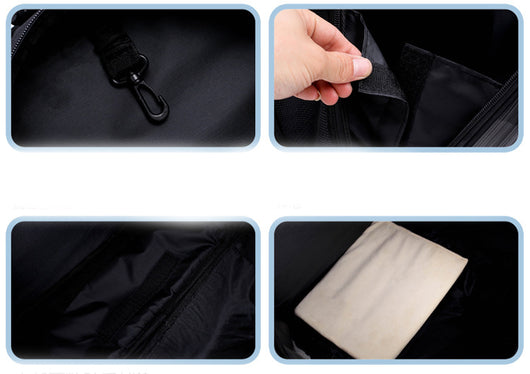 Black and white penguin-shaped pet carrier backpack with a transparent bubble window and ventilation holes. - Image 62