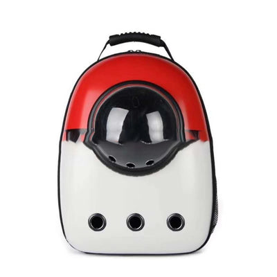 Black and white penguin-shaped pet carrier backpack with a transparent bubble window and ventilation holes. - Image 22