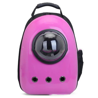 Black and white penguin-shaped pet carrier backpack with a transparent bubble window and ventilation holes. - Image 7