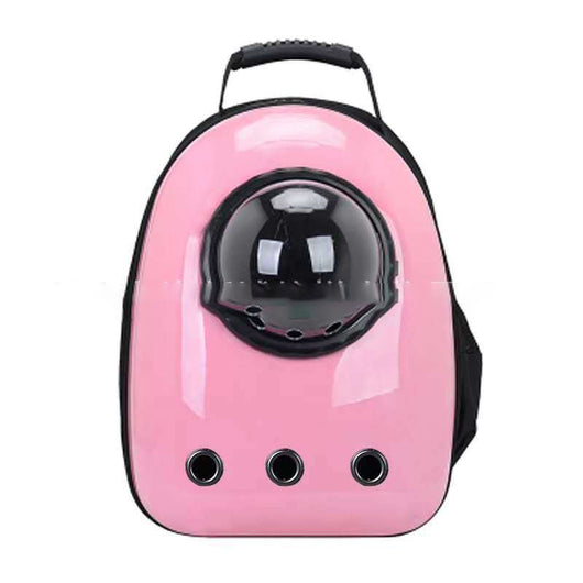 Black and white penguin-shaped pet carrier backpack with a transparent bubble window and ventilation holes. - Image 8