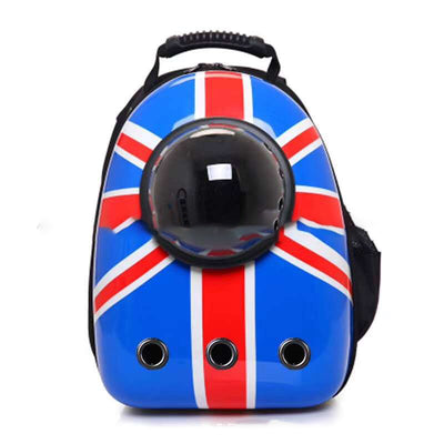 Black and white penguin-shaped pet carrier backpack with a transparent bubble window and ventilation holes. - Image 10